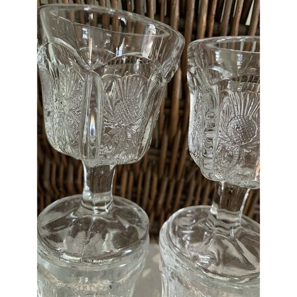 Antique Higbee cordial glasses stemmed EAPG thistle pattern set of 4 - Picture 2 of 12